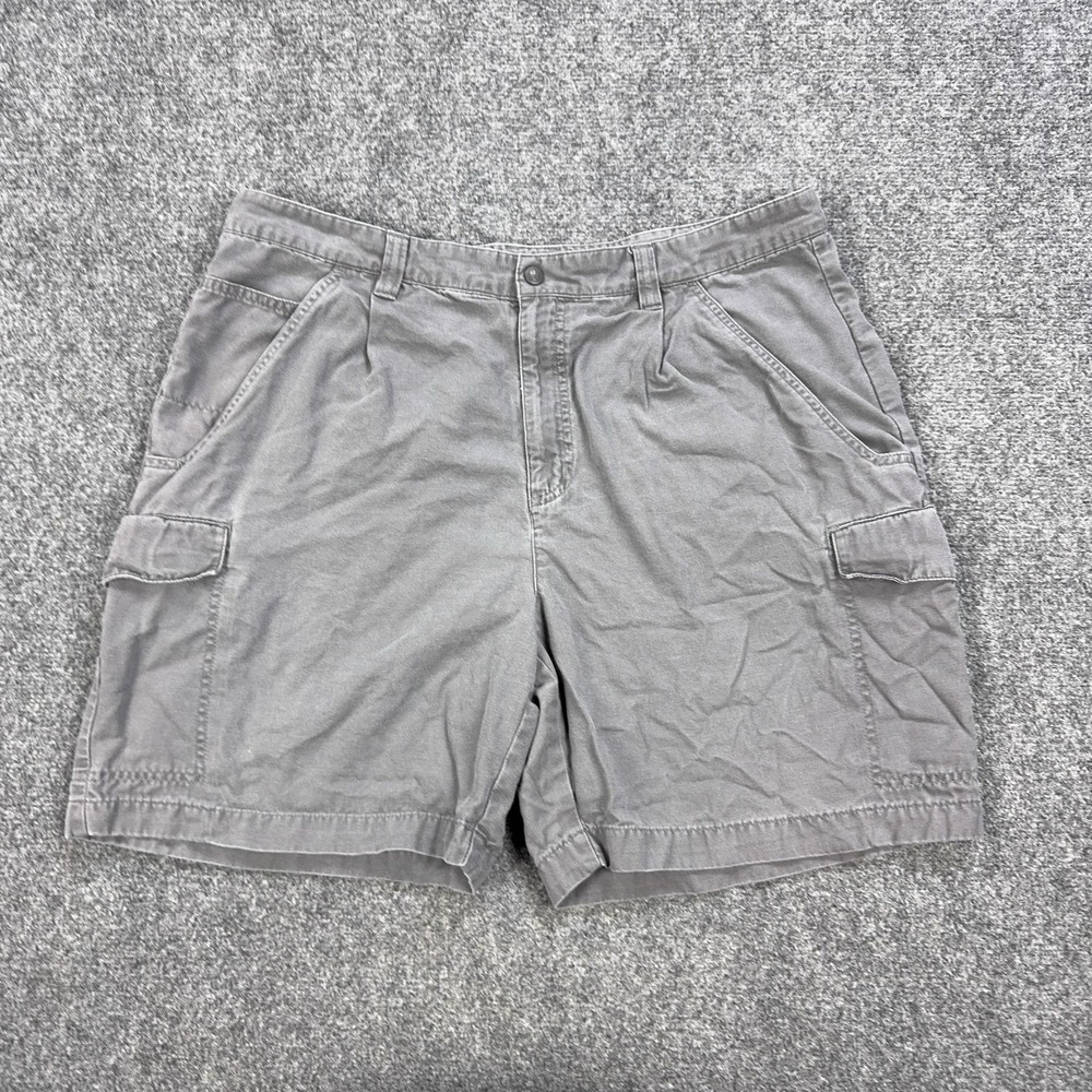Columbia Cargo Shorts Mens 38 Gray Cotton Canvas 8 Inseam Outdoor Travel Casual
